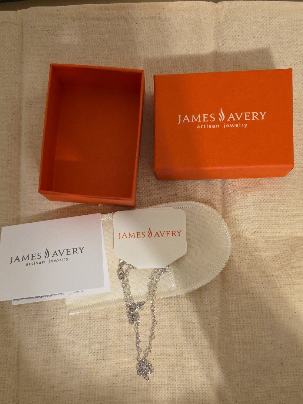 James Avery Silver Necklace with Orange Gift Box